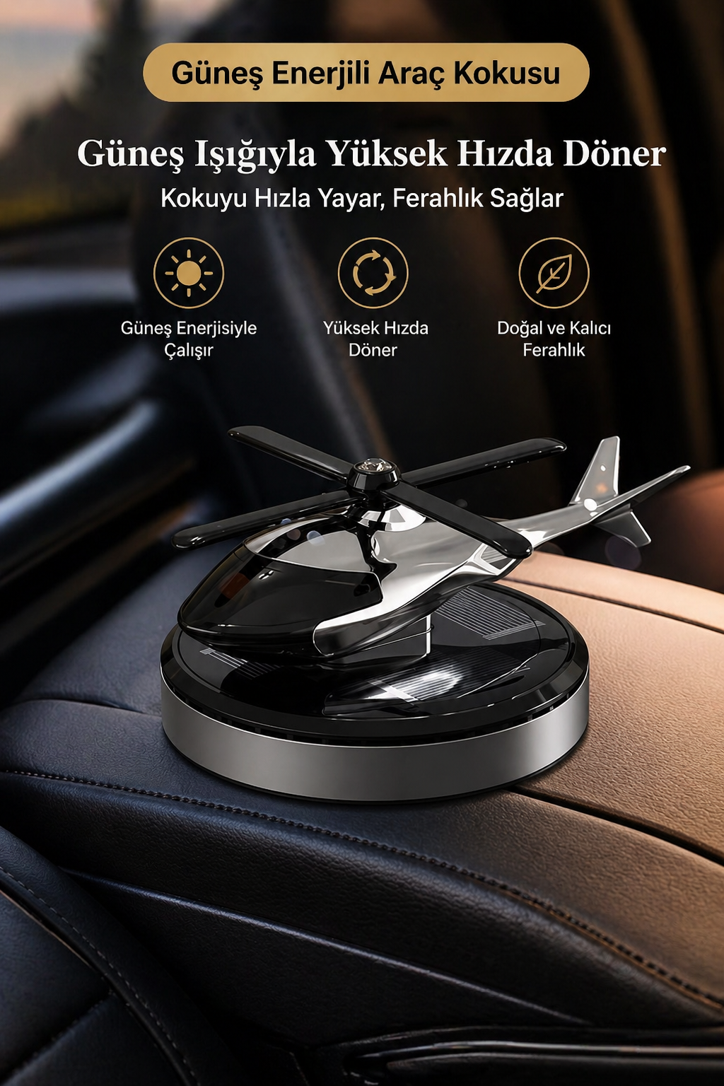 Güneş Enerjili Helikopter Araç Kokusu